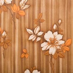 Retro tapet - brun"stribet" m blomster i beige og orange, 8 meter