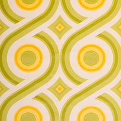 Retro tapet psykedelisk grønt/lime/gult mønster, 1 meter