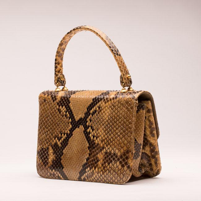 Vintage håndtaske i chancerende slangeskinds-look
