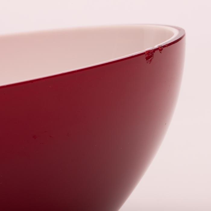 Rubinrød opaline-glasskål